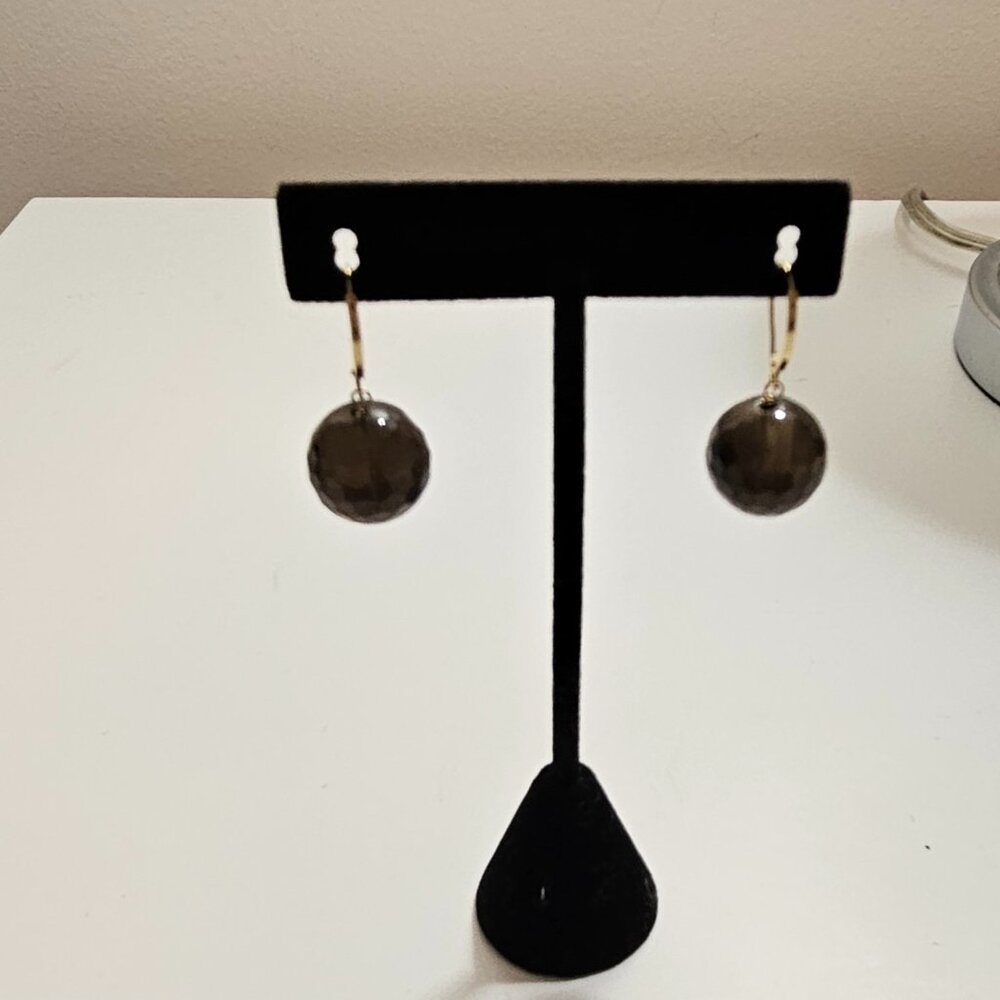 14k and Smoky Quartz earrings - Picture 4 of 5